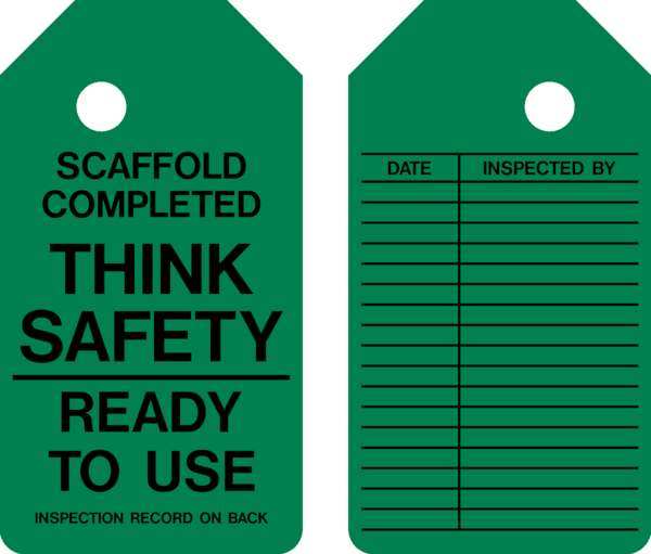 Scaffold Tag Think Safety Green ERS Construction Products