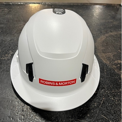 FULL BRIM VENTED WHITE HARDHAT R&M LOGO
