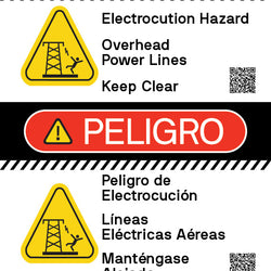 Danger - Electrocution Hazard - Overhead Power Lines - Dual Language 24" x 36"