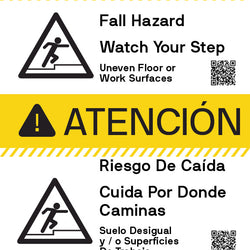 Caution - Fall Hazard - Watch Your Step - Dual Language 24" x 36"