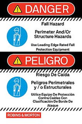 Danger - Fall Hazard - Perimeter Hazards - Dual Language 24" x 36"