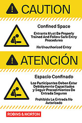  Dual Language 24" x 36" Caution - Confined Space Sign