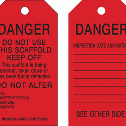 Scaffold Tag Danger Red Safety