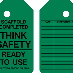 Scaffold Tag Think Safety Green